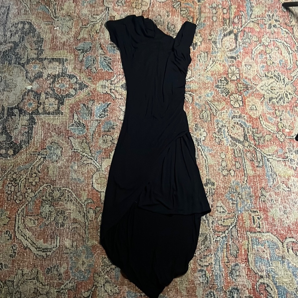 Bebe asymmetric, Rutched waist, midi dress